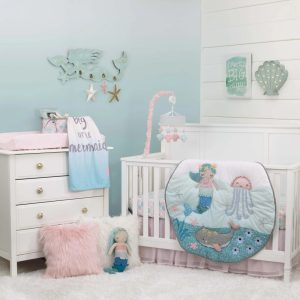 NoJo Sugar Reef Mermaid 4 Piece Nursery Crib Bedding Set for Babies
