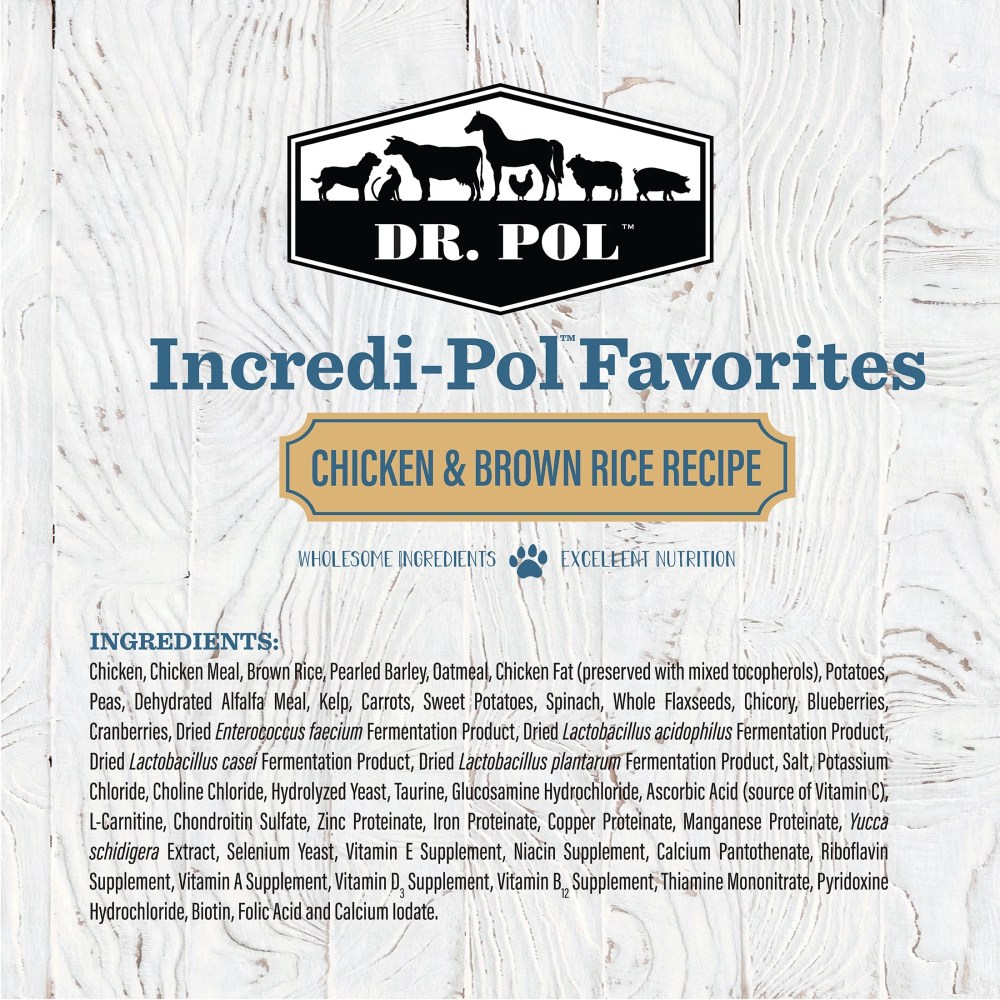 (6 pack) Dr. Pol Incredi-Pol Favorites Chicken and Brown Rice Recipe Dog Food - 6lb - Image 4