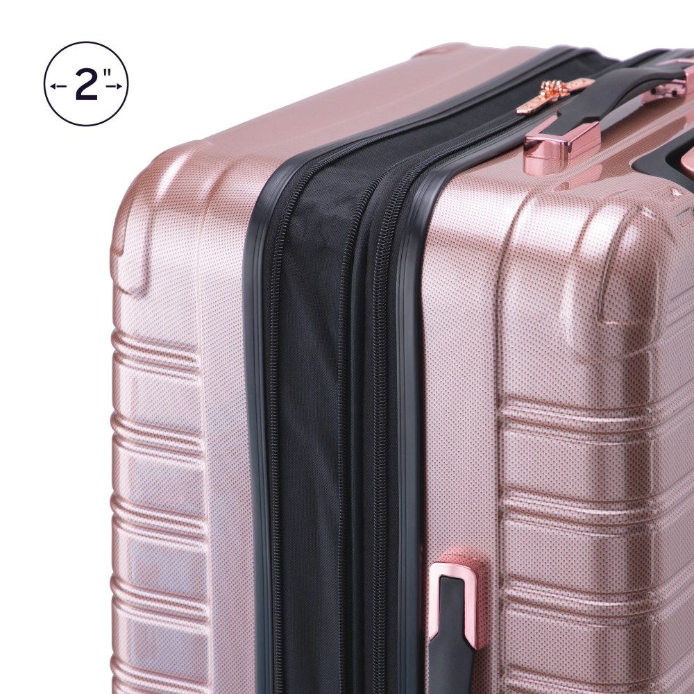 iFLY Fibertech 28" Large Checked Suitcase-Hardside Expandable Spinner Luggage for Travel, Rose Gold - Image 5