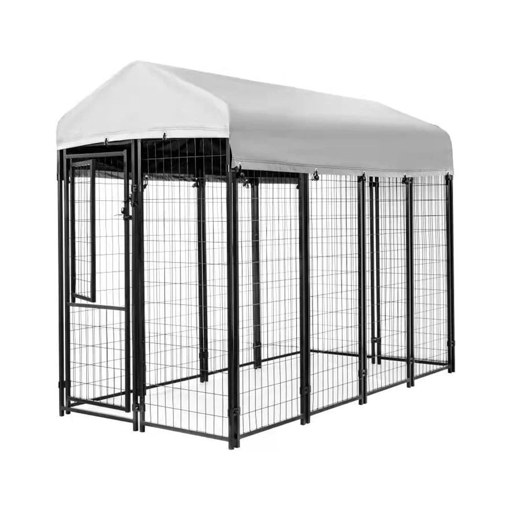 KennelMaster Welded Wire Dog Kennel with Waterproof Cover, Black 8 ft x 4 ft x 6 ft for Indoor & Outdoor Use - Image 5