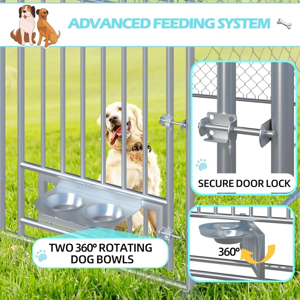MELLCOM 9'x8'x6" Dog Cage, Dog Kennel Outside, Large Dog Pen, Dog Fence Outdoor for Yard, Sliver - Image 7