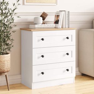 3 Drawer Dresser for Bedroom,Small Chests of Drawers,Farmhouse Wood Nightstand Bedside Cabinet End Table,Modern Closet Storage Organizer for Bedroom,White