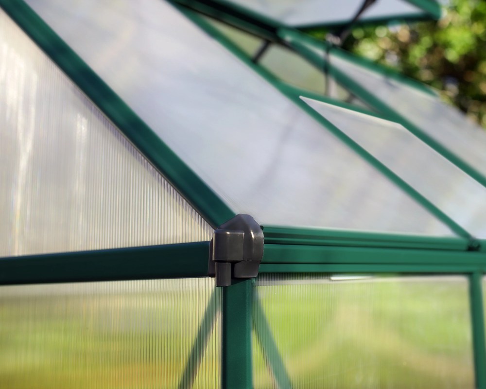 Palram - Canopia Hybrid 6" x 4" Polycarbonate/Aluminum Walk-In Greenhouse-Green - with Roof Vent - Image 14