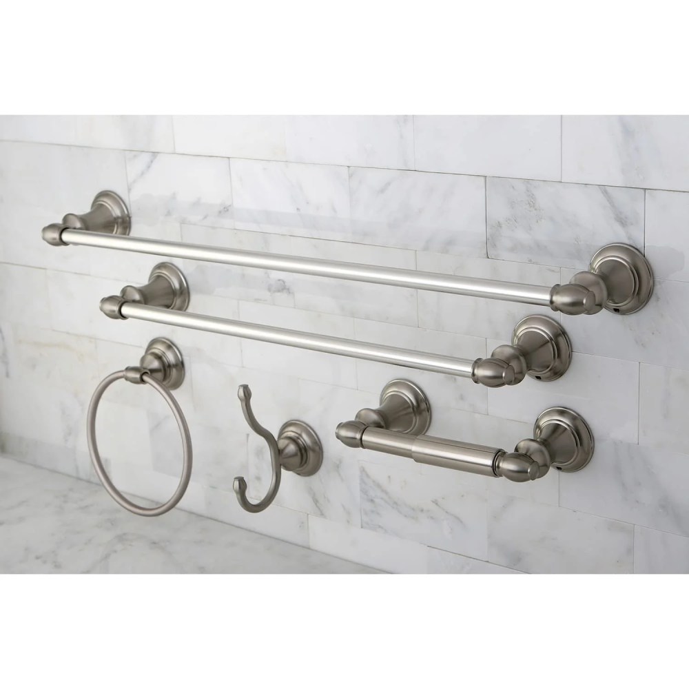 Kingston Brass BAHK2612478SN 5 Piece Provence Collection Towel Bar Bath Hardware Set, Satin Nickel - Image 4