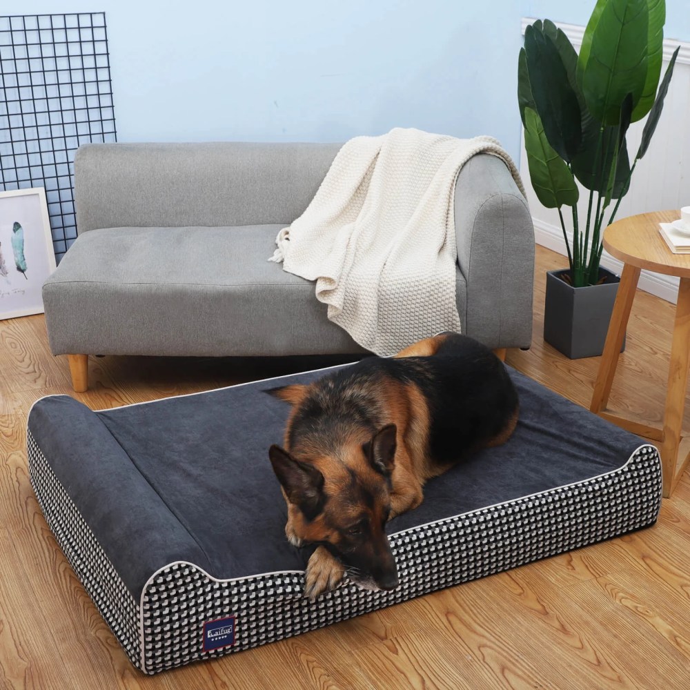 Laifug Extra Large Dog Bed with Orthopedic Memory Foam, Dog Pillow, Waterproof Liner & Washable Cover (Black, XL) - Image 4