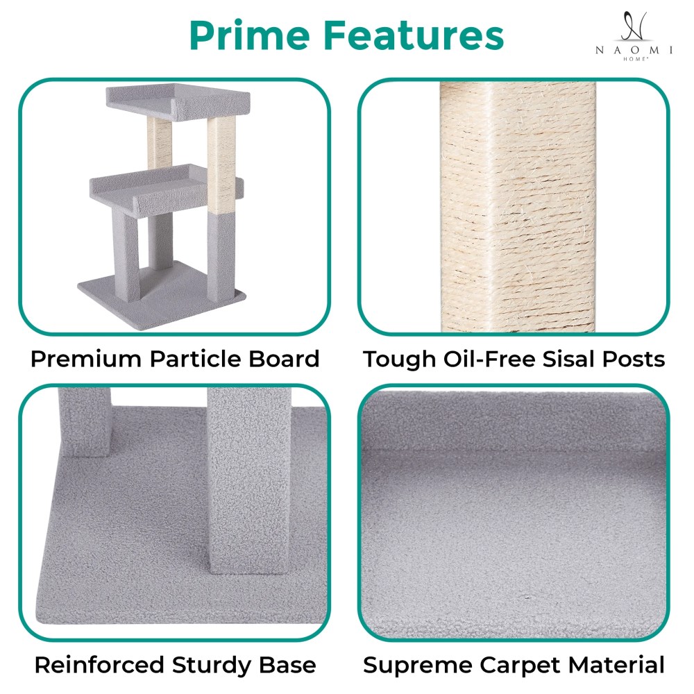 Lulu 2-Tier Cat Tree Tower for Indoor Cats-Large Cat Tower & Cat Condo for Large Cats Cat Tree House:Gray - Image 6