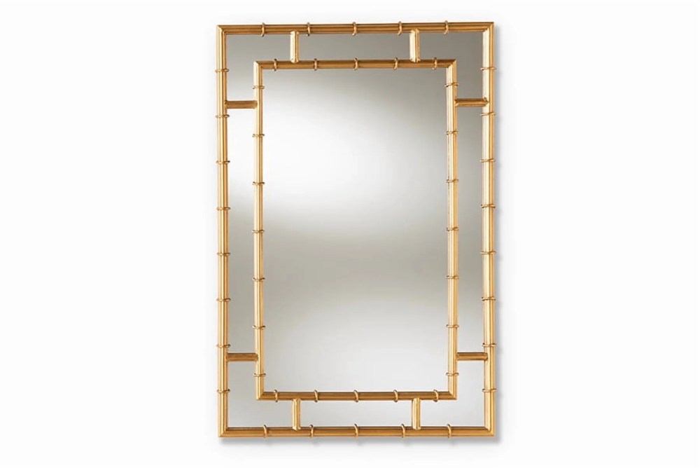 Baxton Studio Adra Modern and Contemporary Gold Finished Bamboo Accent Wall Mirror,Wholesale Interiors - Image 2