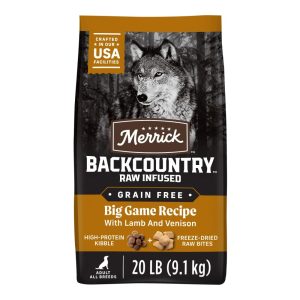 Merrick Backcountry Grain Free Dry Adult Dog Food,  Kibble With Freeze Dried Raw Pieces,  Big Game Recipe,  20.0 lb. Bag