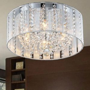 Warehouse of Tiffany Addison White 16-inch Crystal Flush Mount (color optional) Chrome