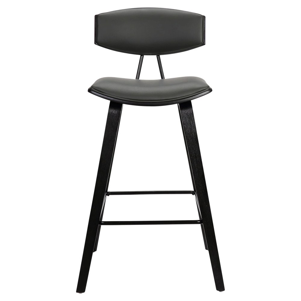 Armen Living Indoor Solstice Adjustable Black Faux Leather Swivel Barstool With Black Powder Coated Finish and Gold Accents - Image 8