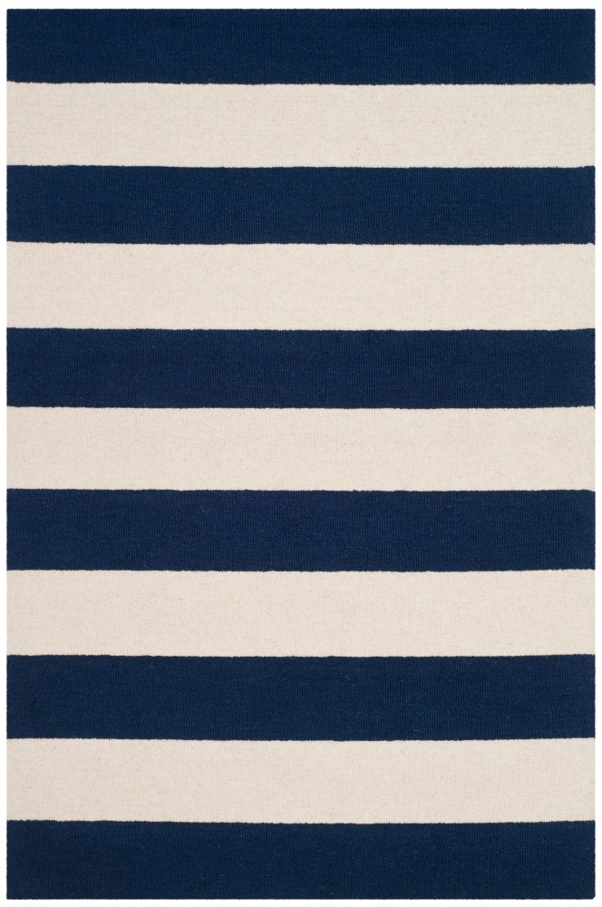 SAFAVIEH Kids Rugby Striped Wool Area Rug, Navy/Ivory, 3" x 5"