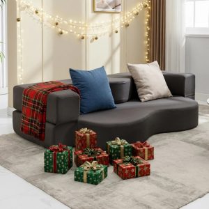 ZAFLY Full Size Convertible Futon Sofa Bed,Floor Sofa Bed Foldable,Foam Folding Mattress Sleeper,Floor Couch Lounge Sleeper Bed for Living Room/Bedroom,Dark Grey