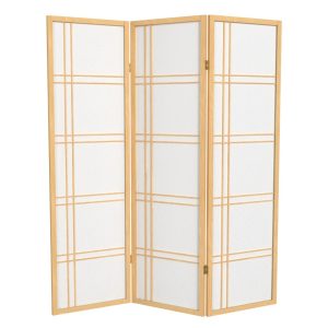 Red Lantern 5 ft. Tall Double Cross Shoji Screen - Natural - 3 Panels