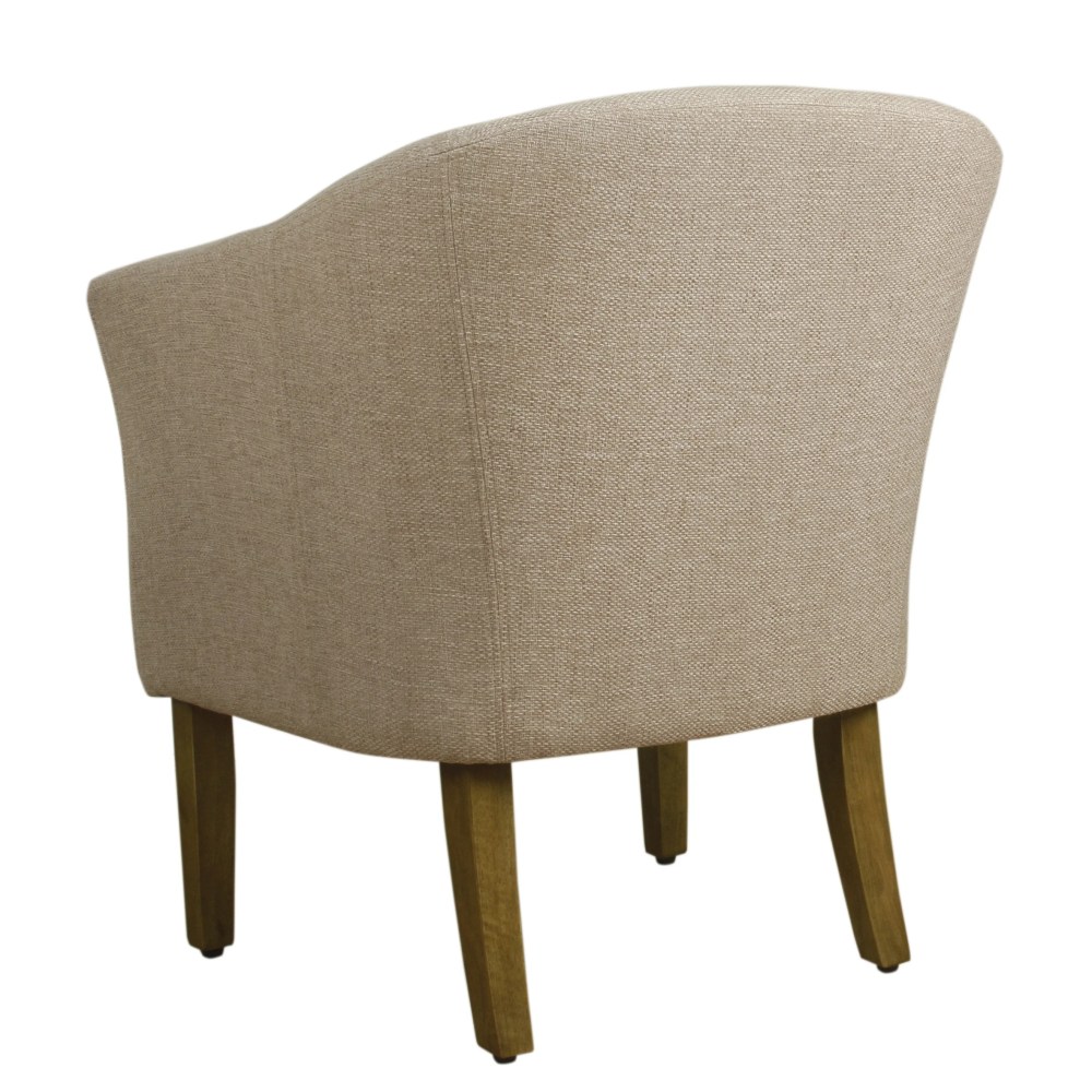 HomePop Modern Barrel Accent Chair, Light Brown Fabric - Image 3