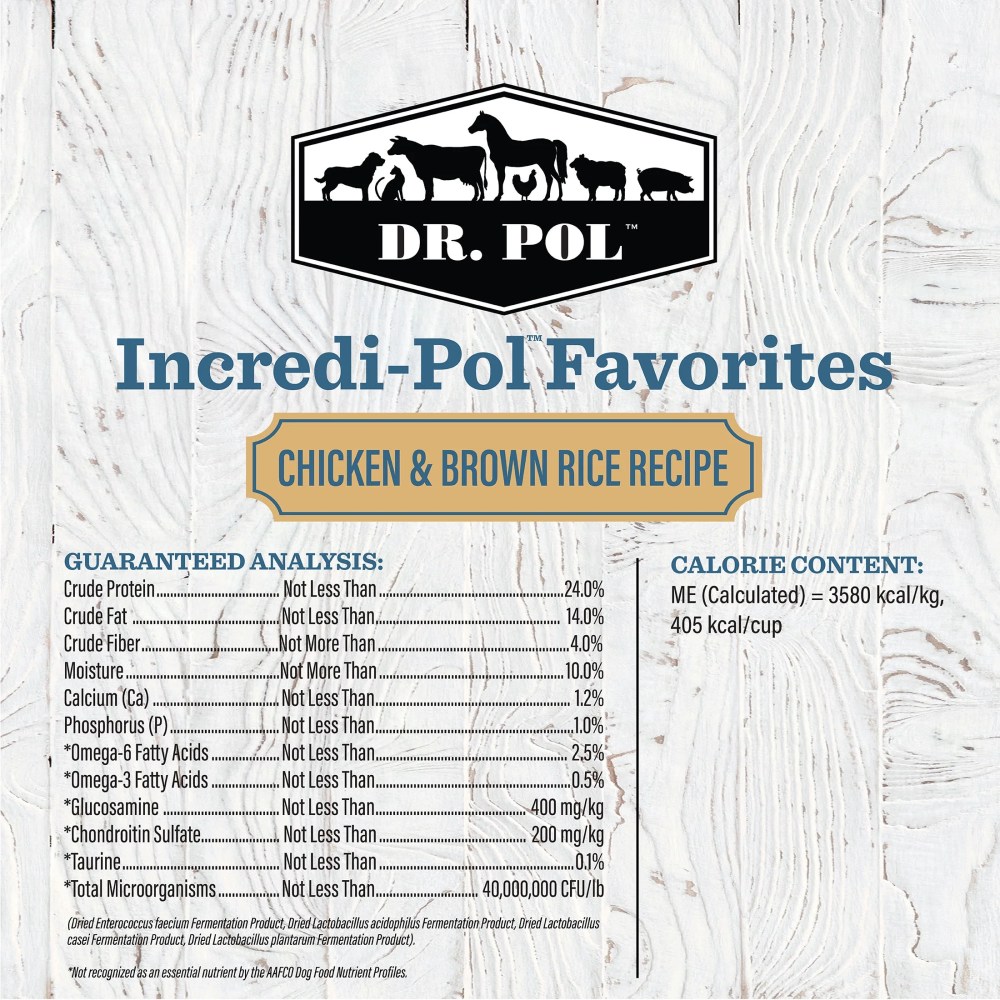 (6 pack) Dr. Pol Incredi-Pol Favorites Chicken and Brown Rice Recipe Dog Food - 6lb - Image 3