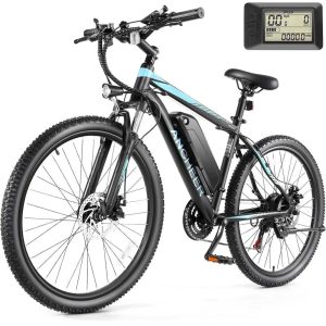 ANCHEER Electric Bike , 26" Electric Bike for Adults Electric Bicycles,  500W Electric Mountain Bike,  48V Commuter Ebike 48V Battery Ebike UL 2849,  Lockable Suspension Fork,  Shimano 21 Speed