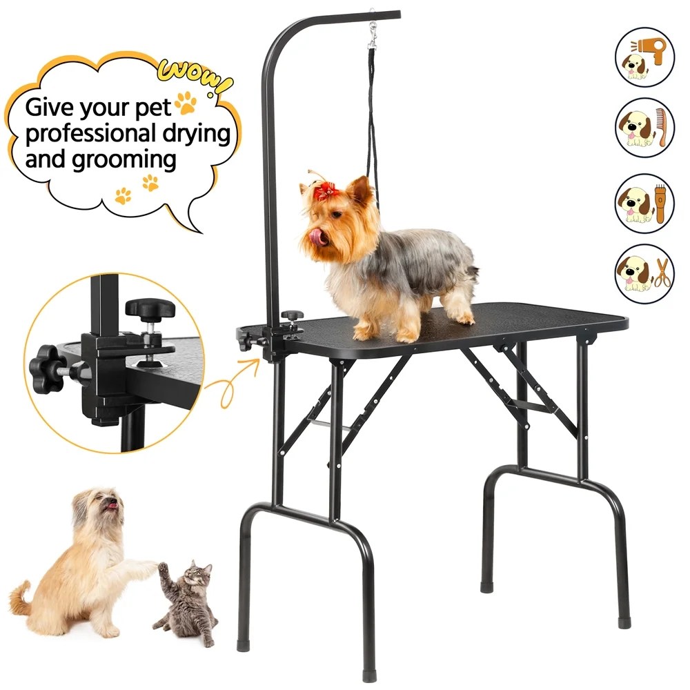 Yaheetech Professional 32" Foldable Pet Grooming Table with Arm Noose and Mesh Tray
