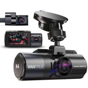 Vantrue N4 3 Channel 4K Dash Cam, 4K1080P Front and Rear, 1440P1440P Front and Inside, 1440P1440P1080P Three Way Triple Car Camera, IR Night Vision, 24 Hours Parking Mode, Support 512GB Max