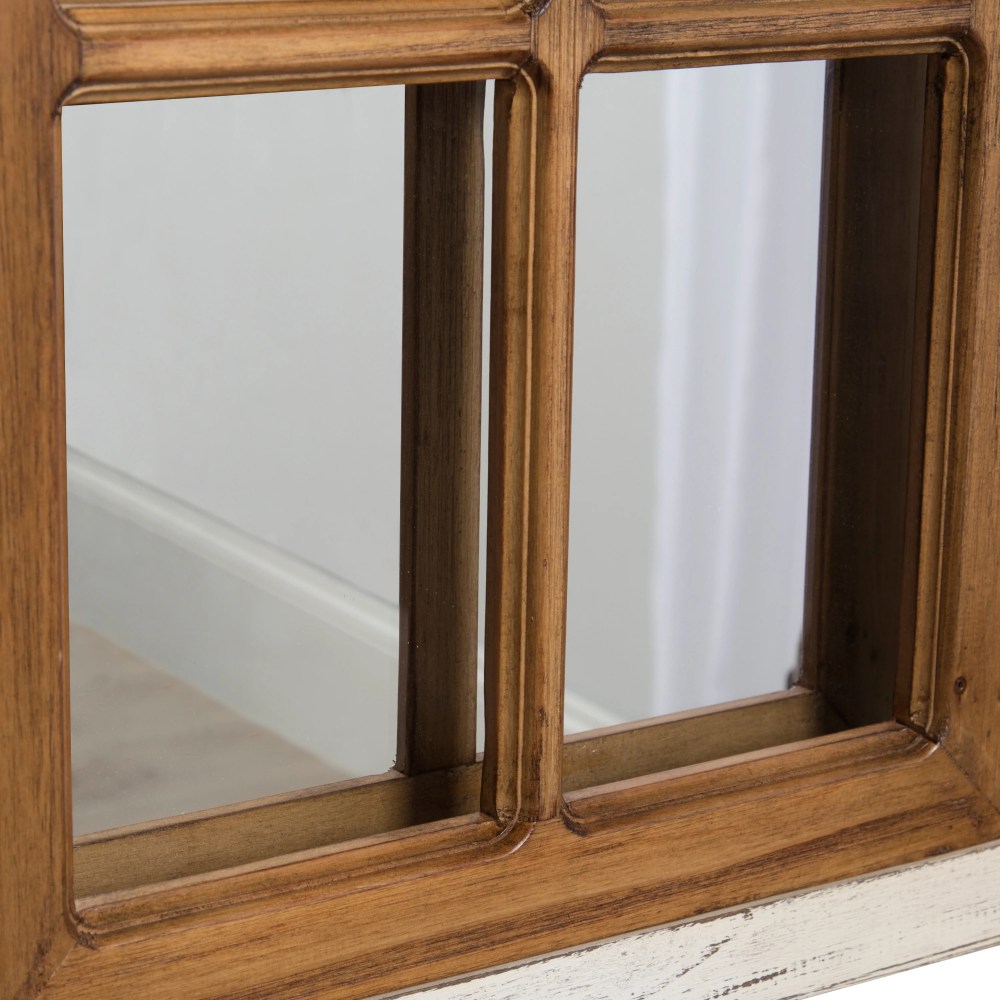 Kate and Laurel Boldmere Large Traditional Wood Windowpane Arch Mirror, 2844, Rustic Brown and White - Image 3