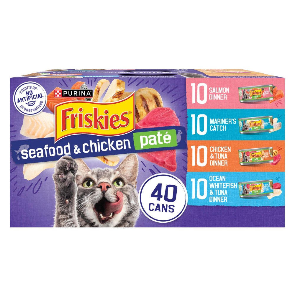 (2 pack) Purina Friskies Pate, Soft Seafood and Chicken Variety Pack, Wet Cat Food, 5.5 oz Cans - Image 2