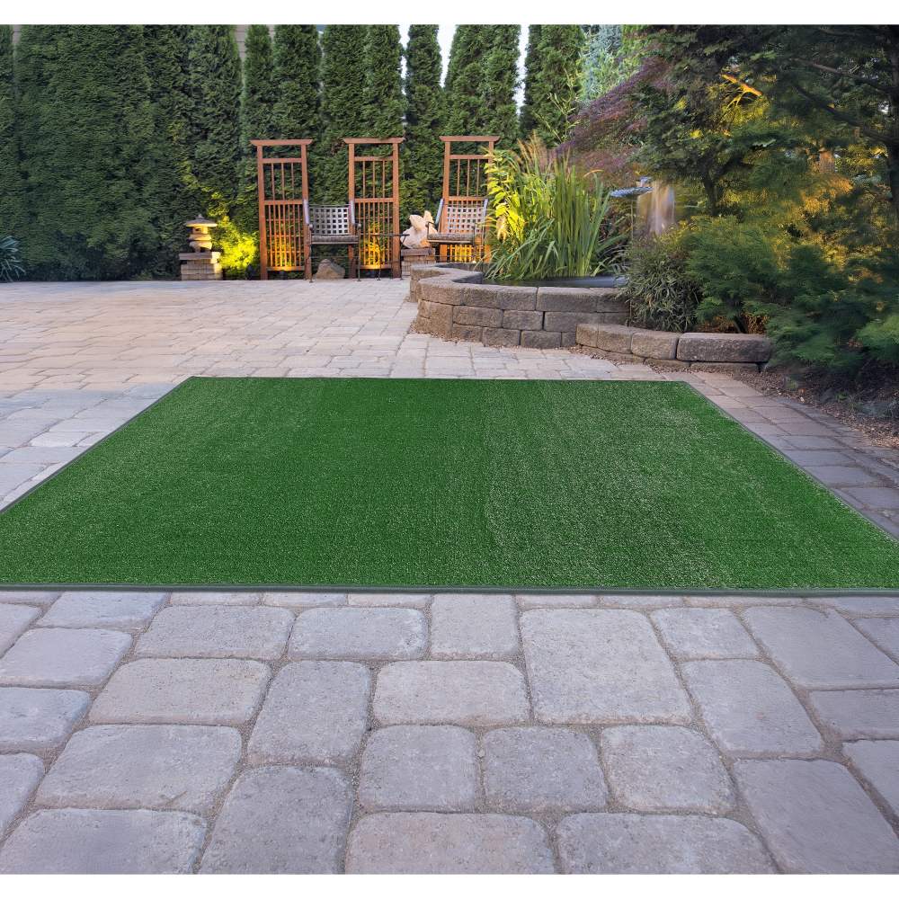 Garland Rug Artificial Grass Green Indoor/Outdoor Area Rug, 9" x 12" - Image 4