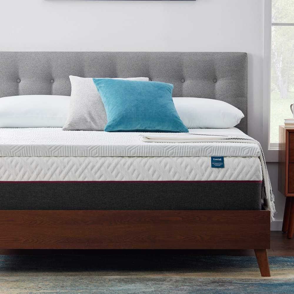 Lucid 2" Gel Memory Foam Mattress Topper, Queen - Infused with Cooling Gel and Aloe, Washable Cover - Image 11