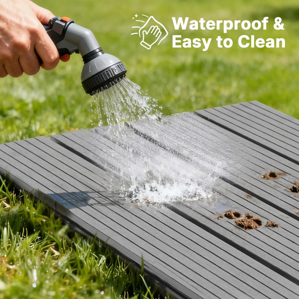 Veehoo Outdoor Flooring Decking for Dog Kennels, 4" x 2" Waterproof Dog Training Platform, Portable Deck for RV, Pet Enclosures, Grey (24 x 12 inches, 4PCS) - Image 4