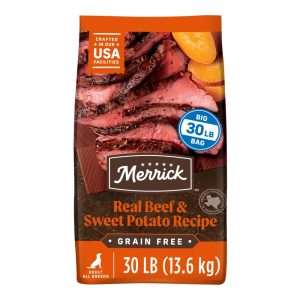 Merrick Premium Grain Free Dry Adult Dog Food,  Wholesome And Natural Kibble,  Real Beef And Sweet Potato,  30.0 lb. Bag