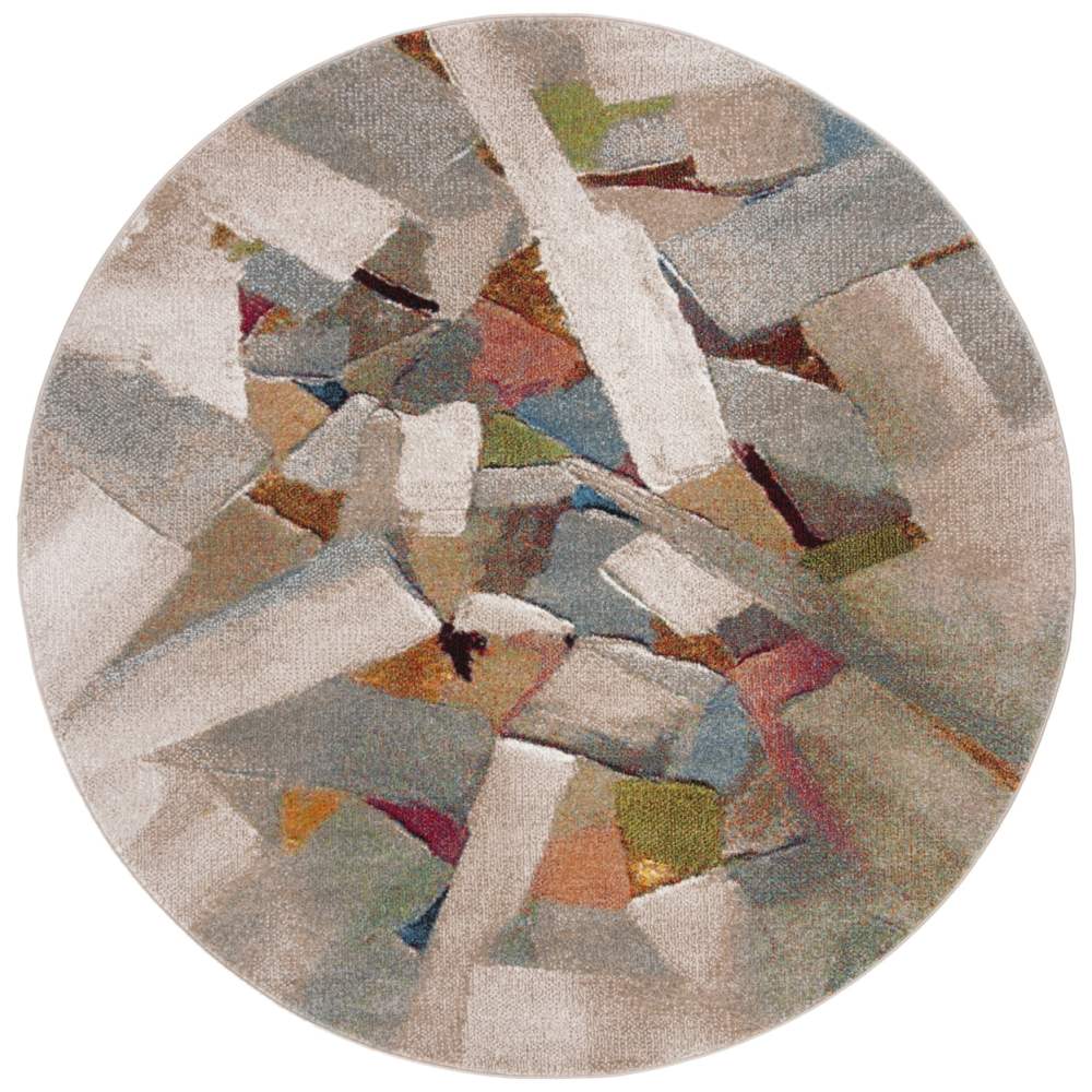 SAFAVIEH Porcello Harding Abstract Brush Strokes Area Rug, Grey/Multi, 4" x 6" - Image 4