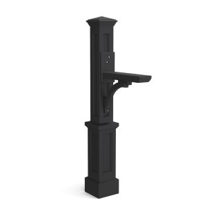Mayne Newport Plus Single Mailbox Arm Mount Black Plastic Mailbox Post