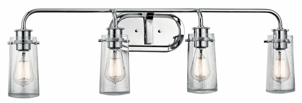 Braelyn - Four Light Bath Light, Chrome Finish with Clear Seedy Glass