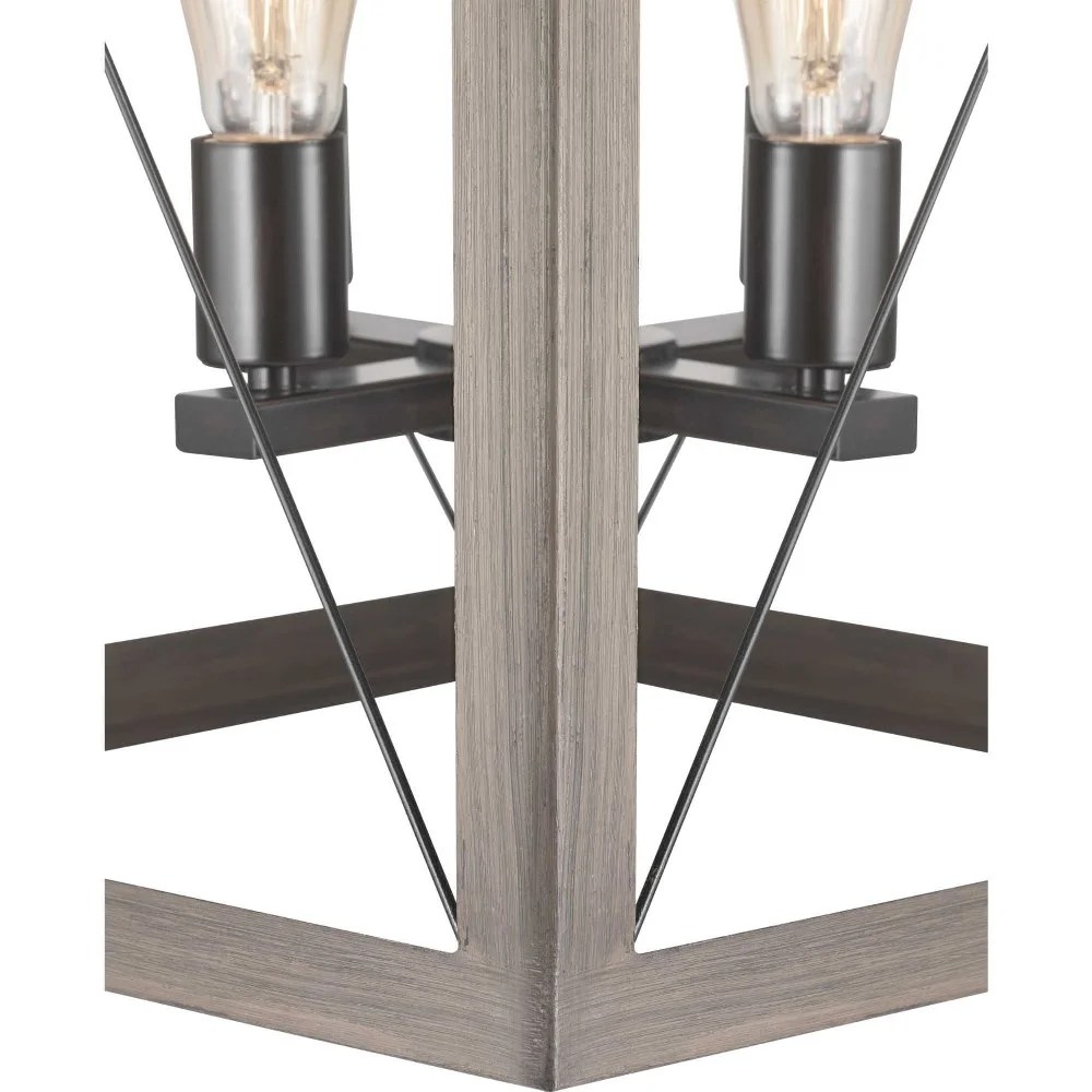 Progress Lighting Briarwood 4-Light Foyer Pendant, Steel, Graphite, Vintage-Style Bulbs, Wood Enclosure - Image 2
