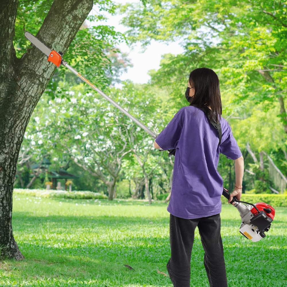 12" Gas Powered 2-Stroke Trimmer Saw,Retractable Long Pole,Tree Branch Pruner for Garden