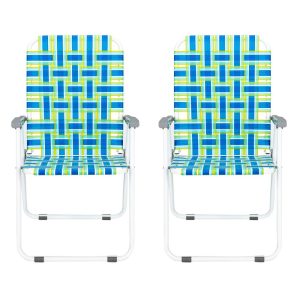 Zimtown 2 Pack Lawn Chair Folding Web Set Beach Chair Camping Chair Blue
