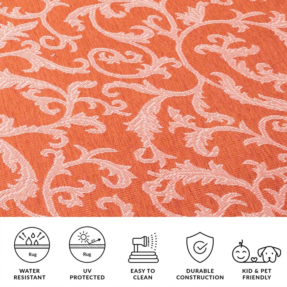 Safavieh Courtyard Kevin Floral Indoor/Outdoor Area Rug, Terracotta/Natural, 6'7" x 9'6" - Image 10