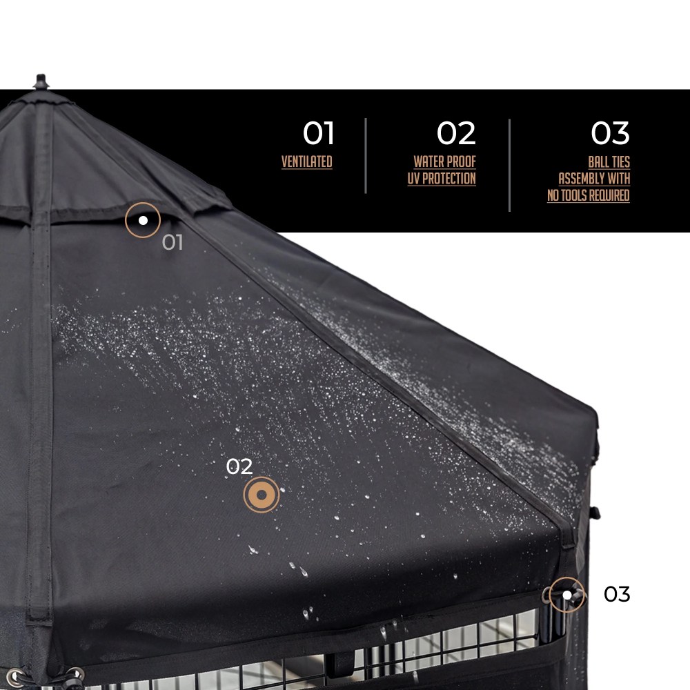 PET GAZEBO INDOOR AND OUTDOOR OCTAGONAL DOG KENNEL WITH POLYESTER COVER AND SIDE SUNSHADE, 4FT - Image 5