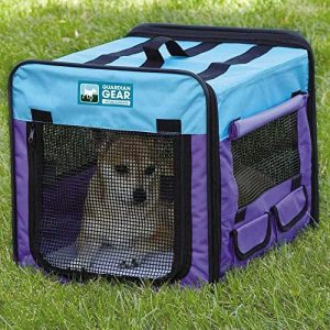 Collapsible Dog Crate Portable Pet Travel Colorful Mesh Panel Window Choose Size (XSmall 18"L x 15"W x 16"H (Purple/Turquoise))