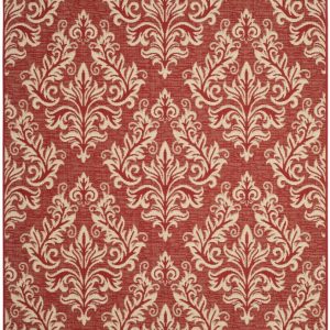 Safavieh Courtyard Anna Damask Indoor/Outdoor Area Rug, Red/Creme, 6'7" x 9'6"