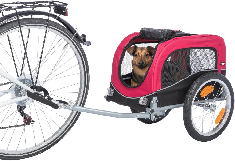 TRIXIE Foldable 2-in-1 Bicycle Trailer for Small Dogs with Windows & Large Door, Black & Red - Image 5