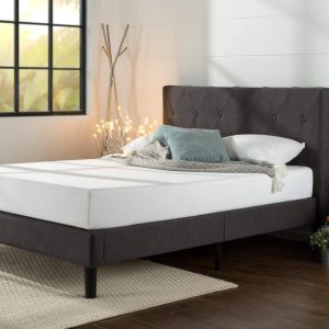 Zinus Shalini 41" Upholstered Platform Bed,Dark Grey,Full