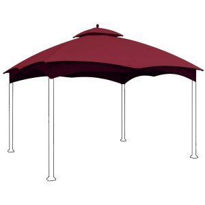 Eurmax 1012 Gazebo Replacement Canopy 2 Tier Replacement Canopy, Burgundy