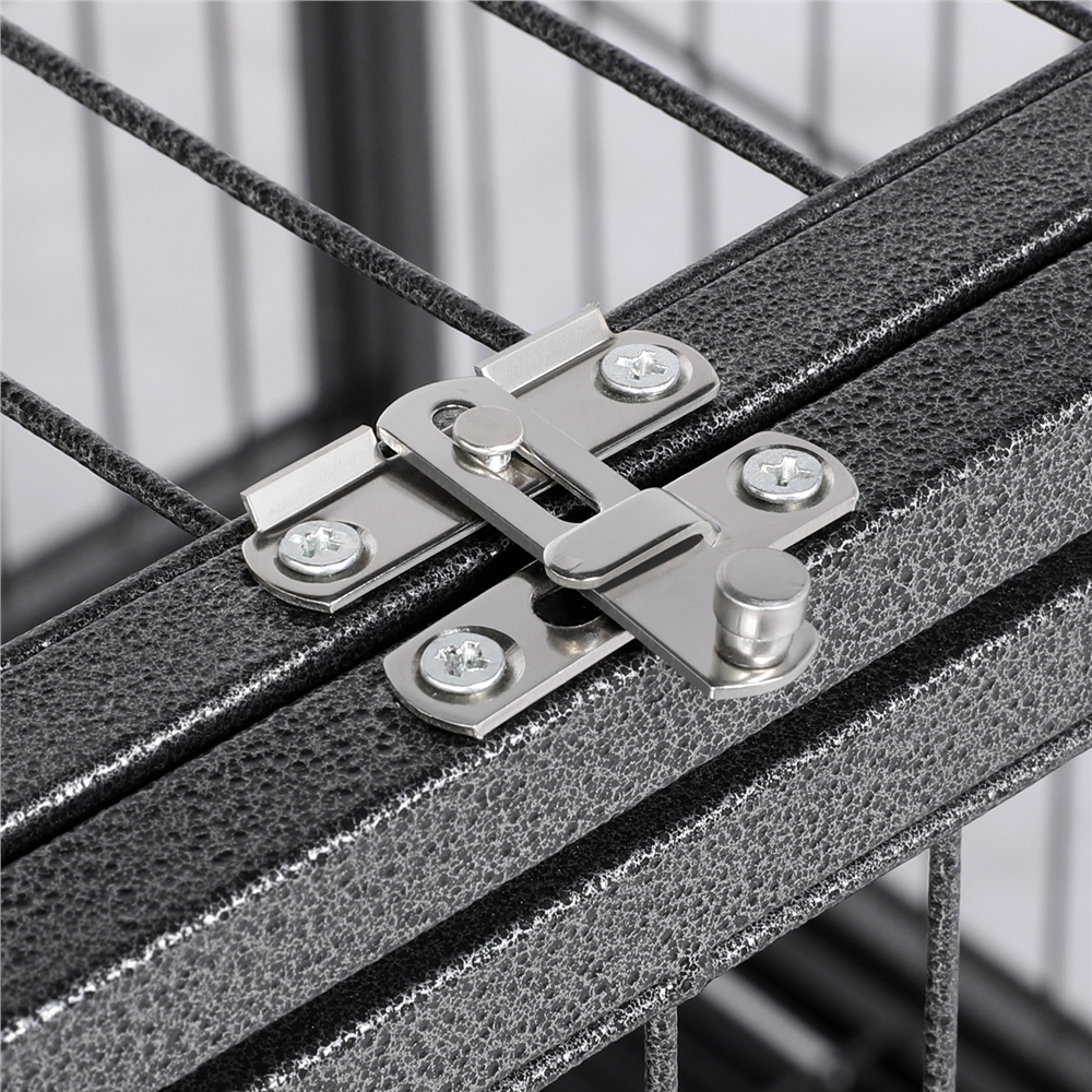Yaheetech L43.5xW28.5xH35" Rolling Dog Crate Metal Dog Cage with Wheels & Litter Pans For Medium/Large Dogs, Black - Image 5