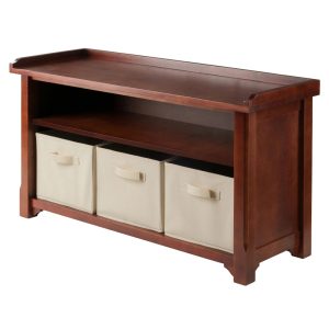 Winsome Wood Verona 4-PC Set,Storage Bench & 3 Foldable Baskets