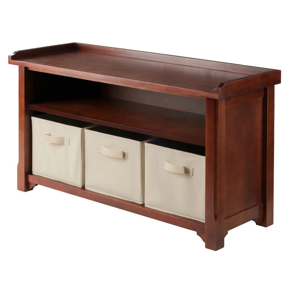 Winsome Wood Verona 4-PC Set,Storage Bench & 3 Foldable Baskets