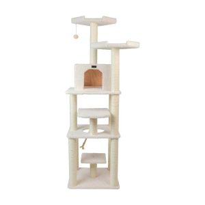 Armarkat 78-in Real Wood Cat Tree & Condo Scratching Post Tower,  Beige