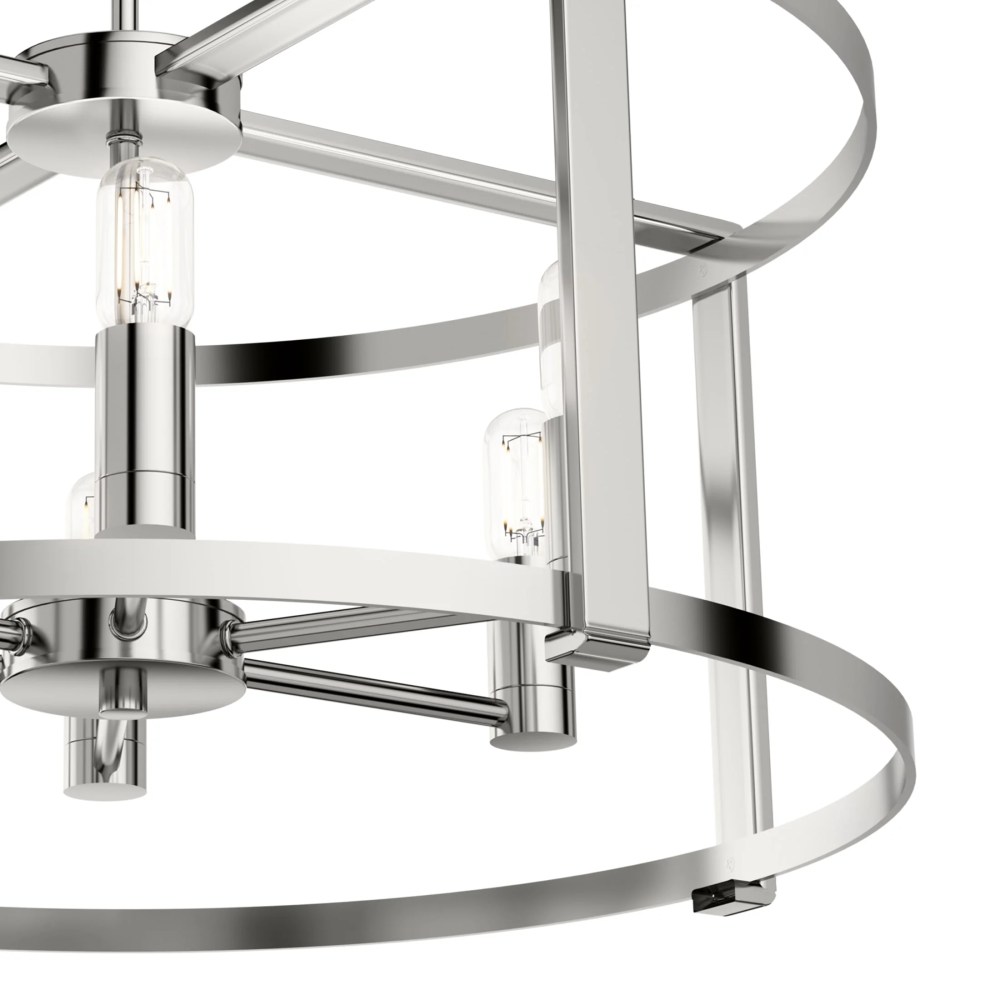 Hunter - Astwood 6-light Polished Nickel, Large Chandelier, Dimmable, Caged Style, Drum Shaped, for Bedrooms, Dining, Living Rooms - 19000 - Image 4
