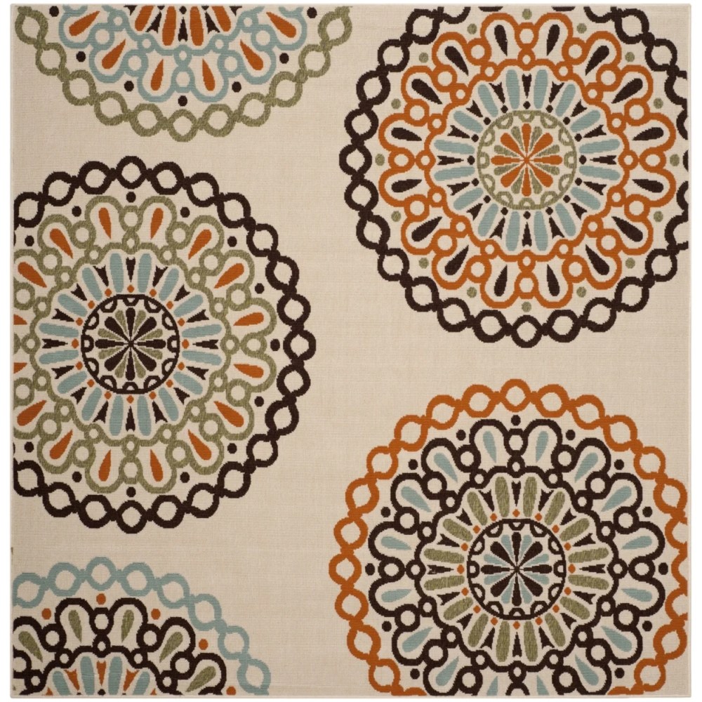 SAFAVIEH Veranda Axum Geometric Indoor/Outdoor Area Rug, 6'7" x 9'6", Cream/Terracotta - Image 2
