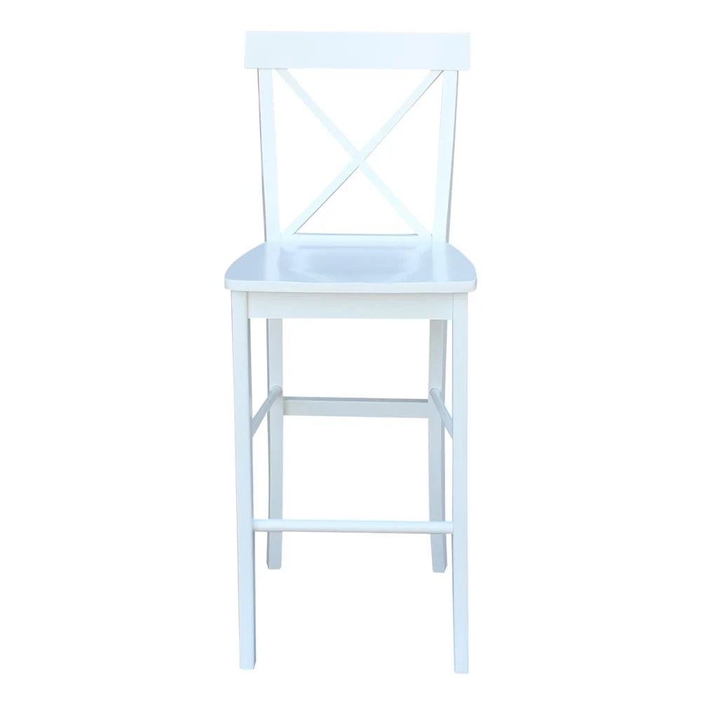 International Concepts Cross Back Solid Wood 30 in. Bar Height Stool in White - Image 9
