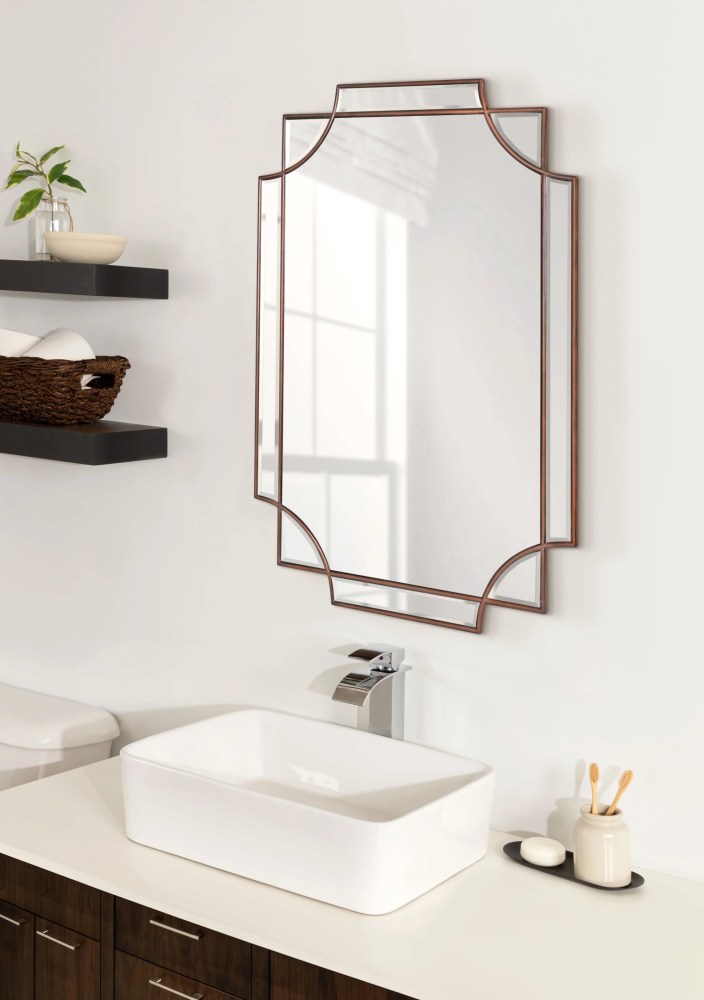 Kate and Laurel Minuette Traditional Wall Mirror, 24 x 36, Bronze, Decorative Farmhouse Mirror with Elegant Scalloped Interlocking Geometry With Slim Profile - Image 5