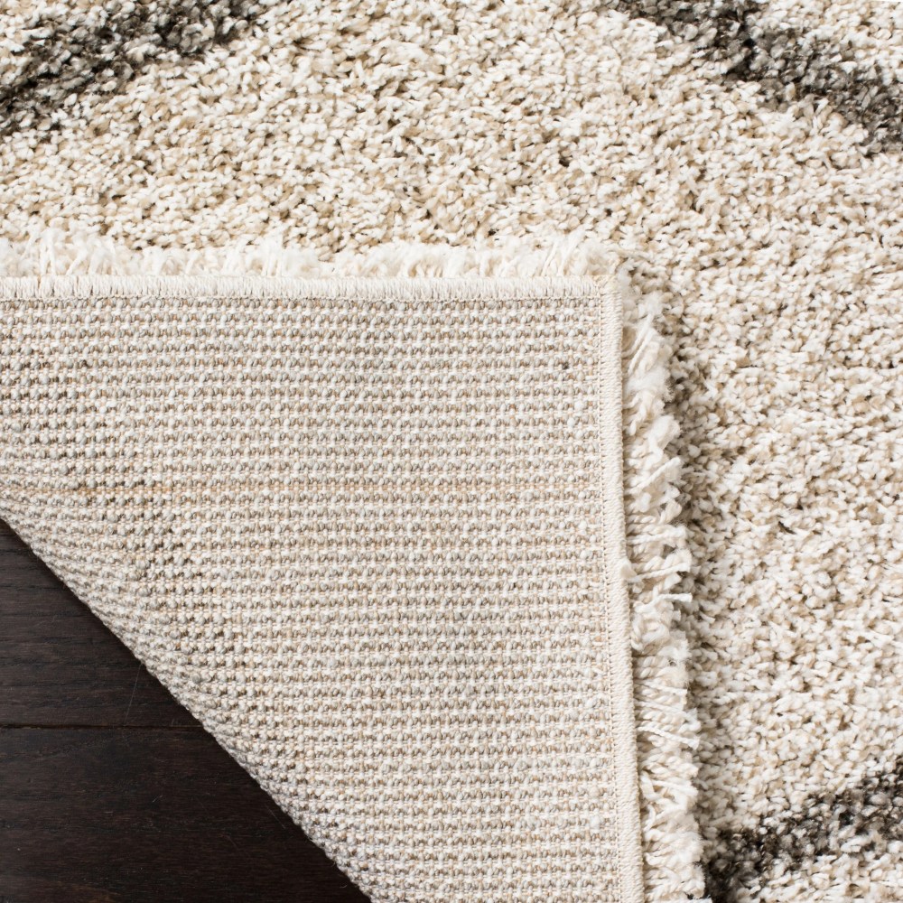 SAFAVIEH Hudson Arline Geometric Shag Area Rug, Ivory/Grey, 9" x 9" Square - Image 2